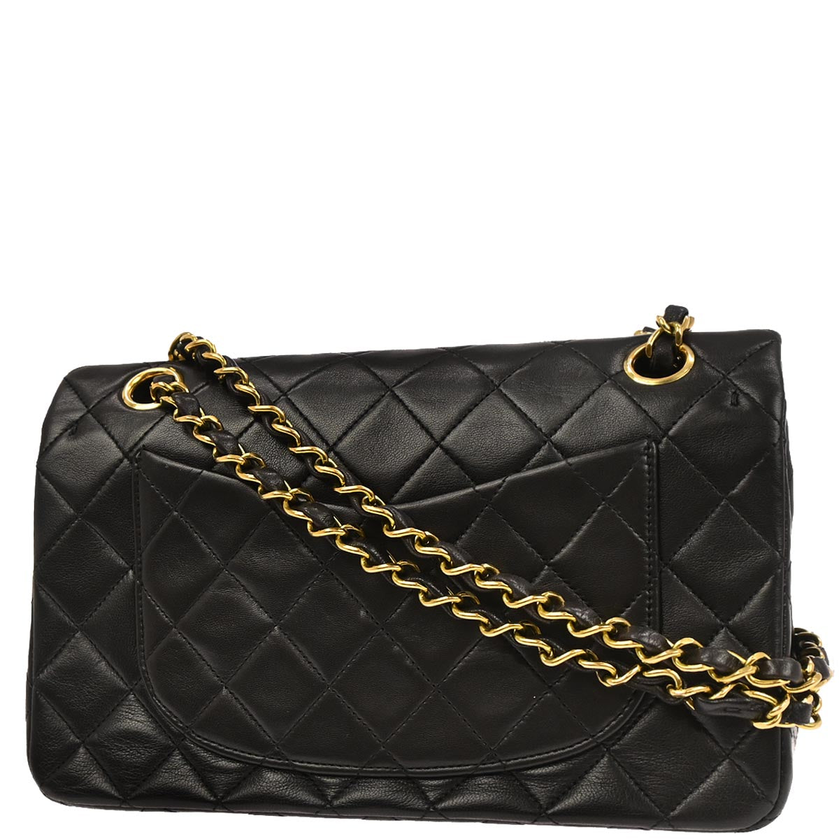 Chanel 1994-1996 Black Lambskin Small Classic Double Flap Shoulder Bag