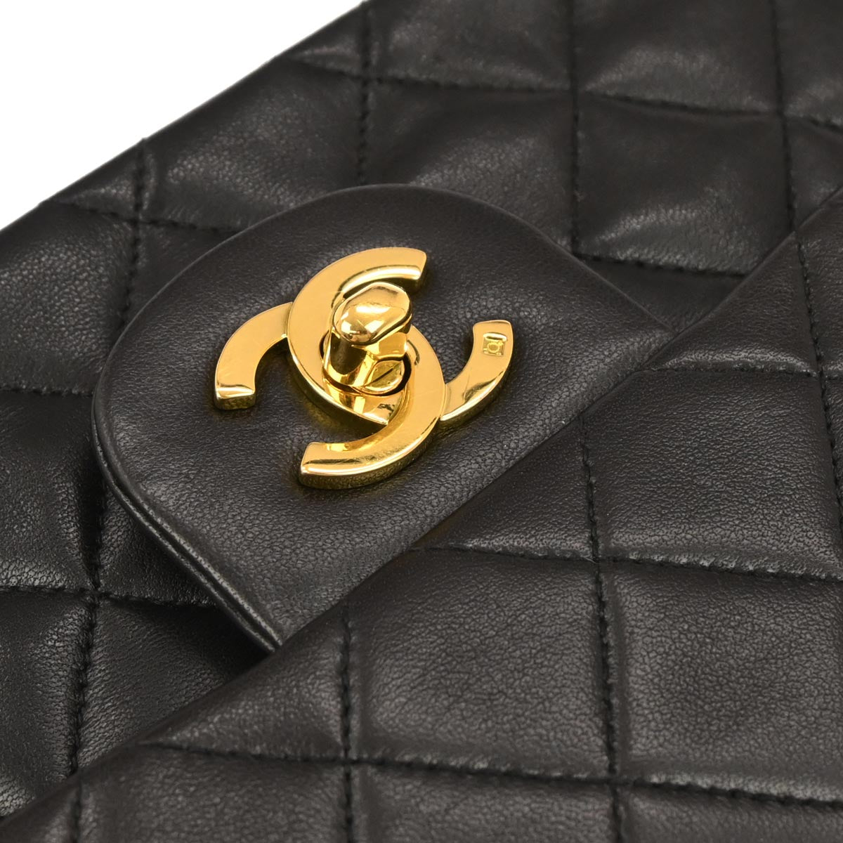 Chanel 1994-1996 Black Lambskin Small Classic Double Flap Shoulder Bag