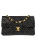 Chanel 1996-1997 Black Lambskin Small Classic Double Flap Shoulder Bag