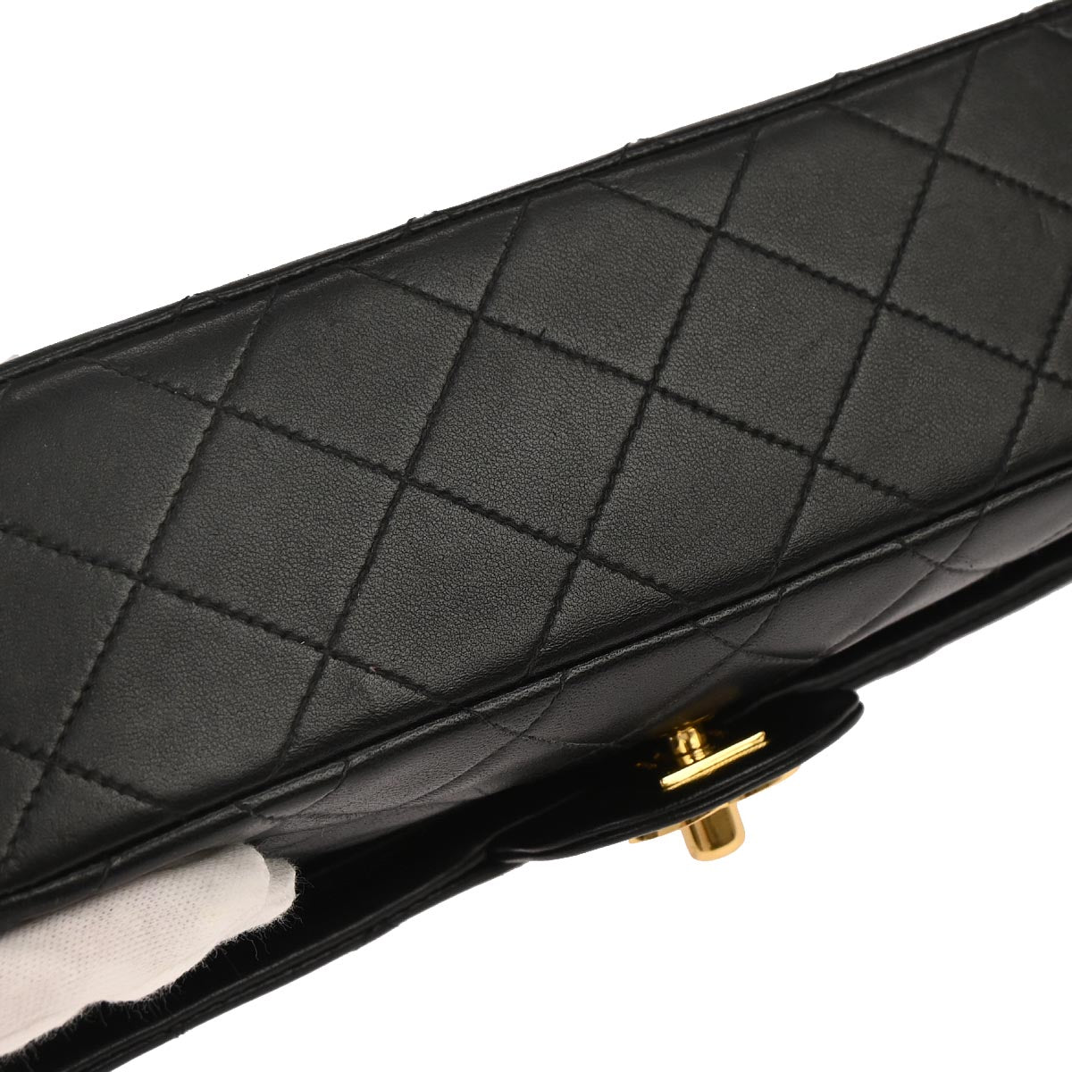 Chanel 1996-1997 Black Lambskin Small Classic Double Flap Shoulder Bag