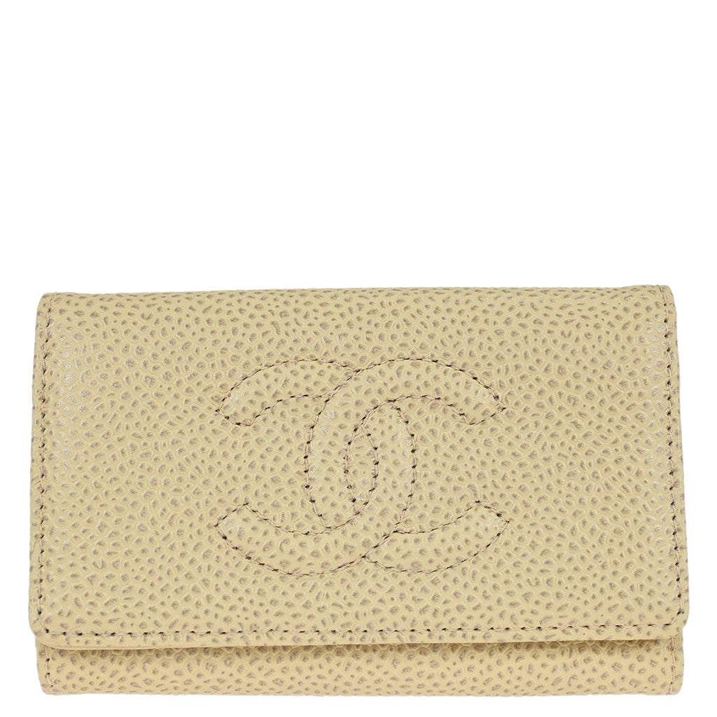 Chanel Key Case Ivory Caviar Skin Small Good