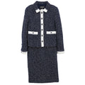 Chanel 1996 Setup Suit Jacket Skirt Tweed Navy  #38