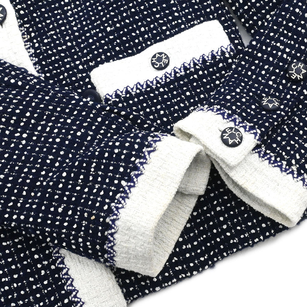 Chanel 1996 Setup Suit Jacket Skirt Tweed Navy  #38