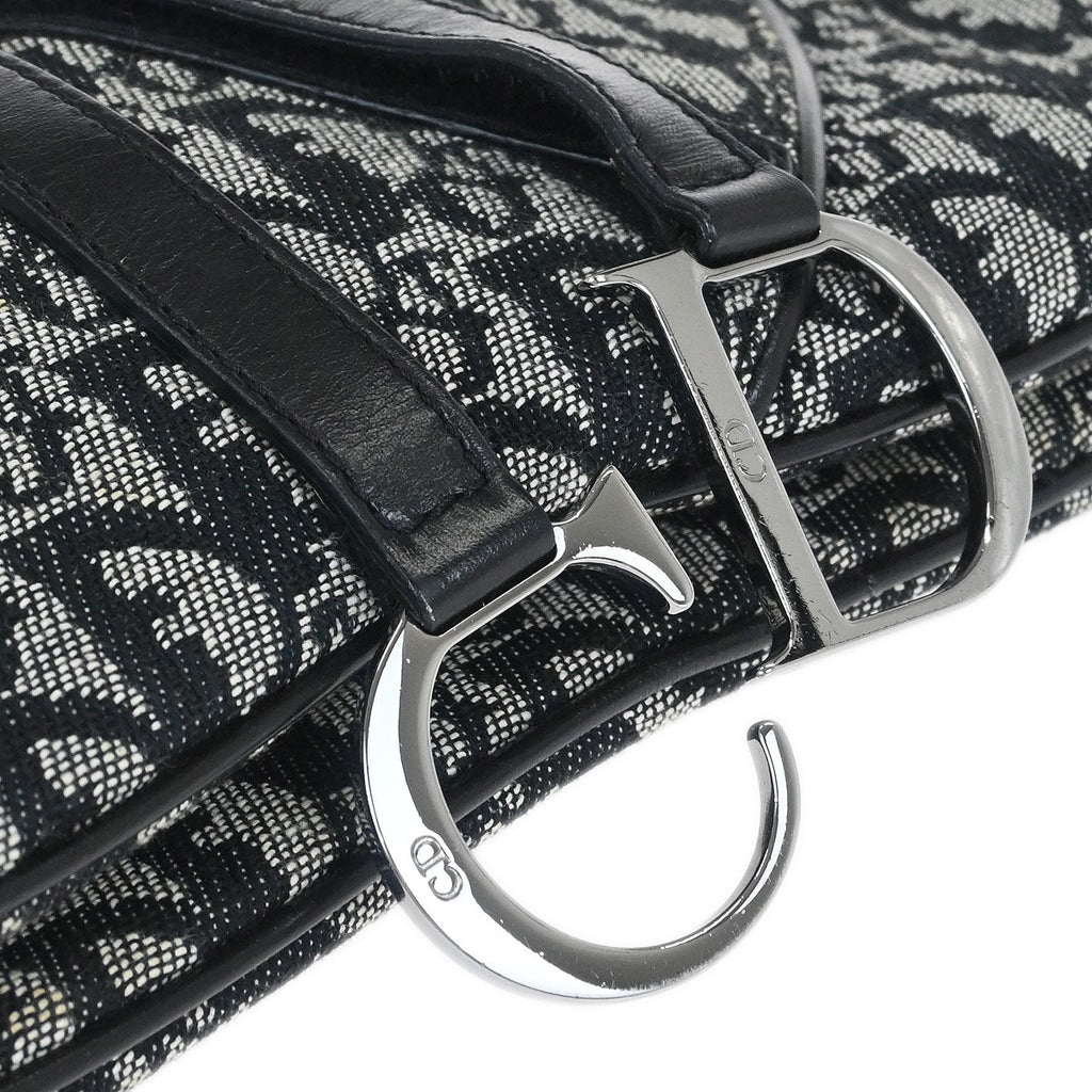 Christian Dior 2002 Black Trotter Double Saddle Handbag