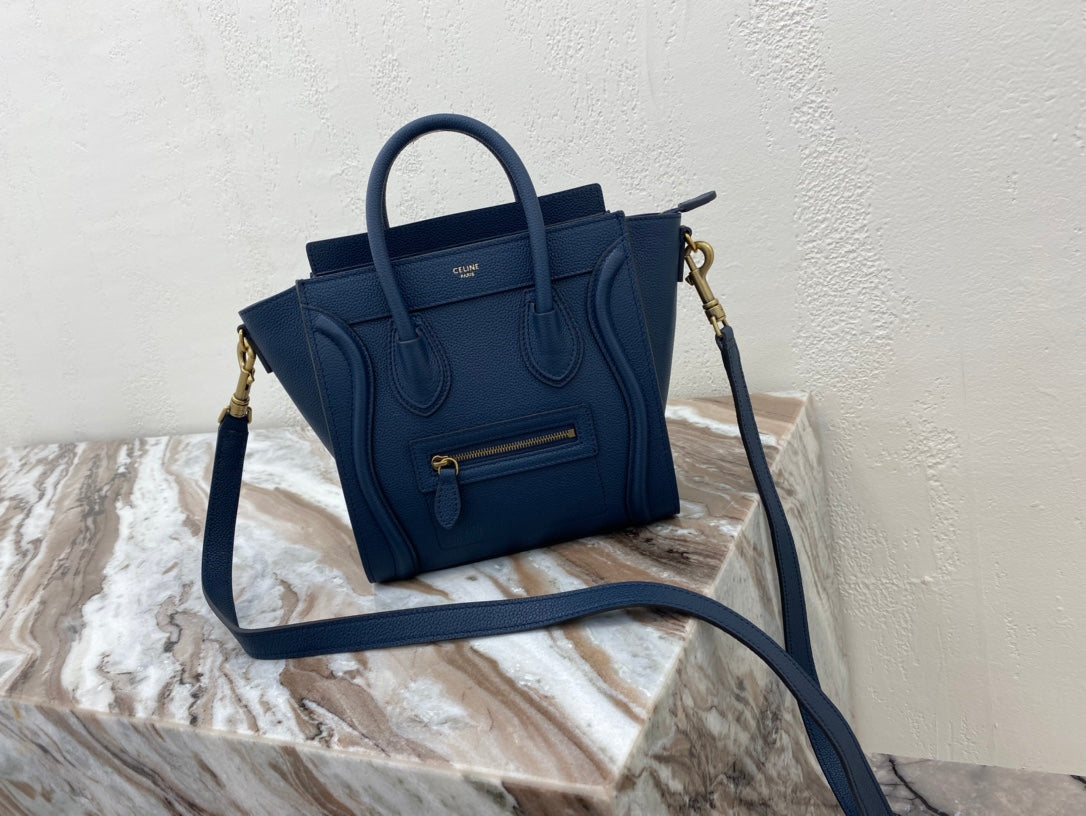 Top Quality Nano LuGucciage Bag In Drummed Dark Blue For WomLB 8in/20cmÃÂ 