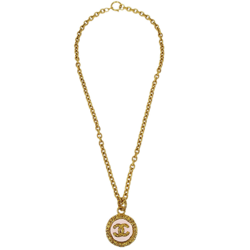 Chanel Gold Medallion CC Chain Pendant Necklace 93A