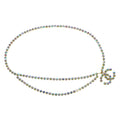 Chanel Gold CC Rhinestone Chain Belt 95P Small Good