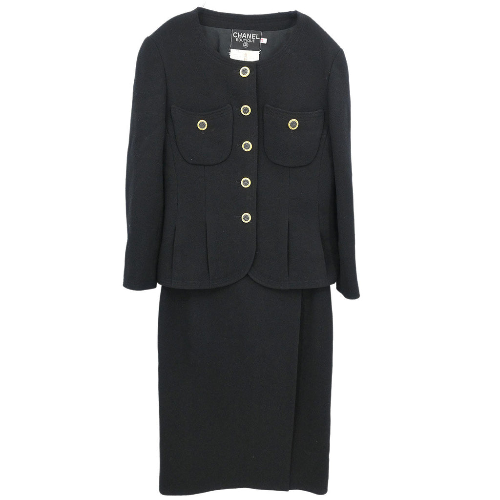 Chanel Setup Suit Jacket Skirt Black #38