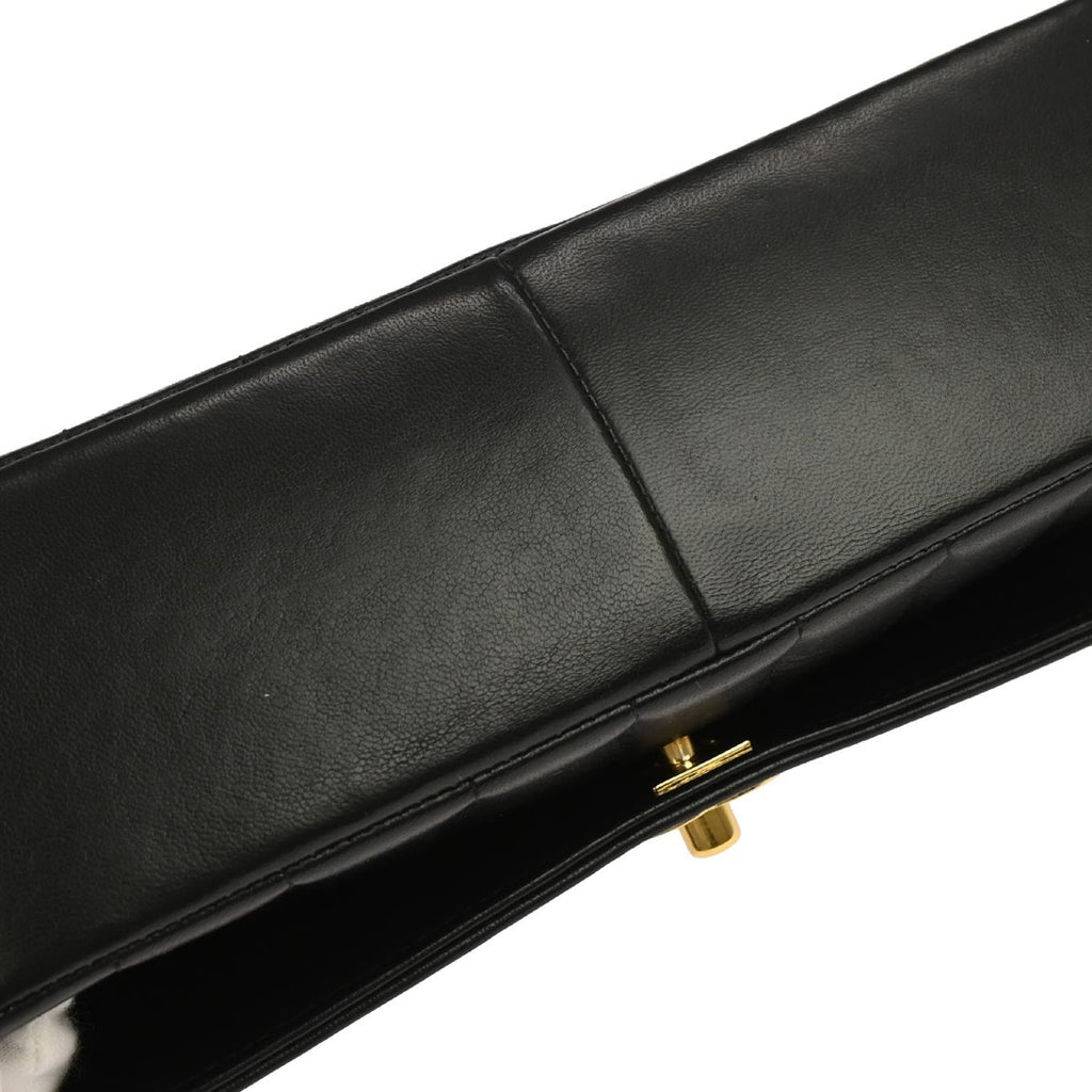 Chanel 1994-1996 Black Lambskin Mademoiselle Single Flap Shoulder Bag