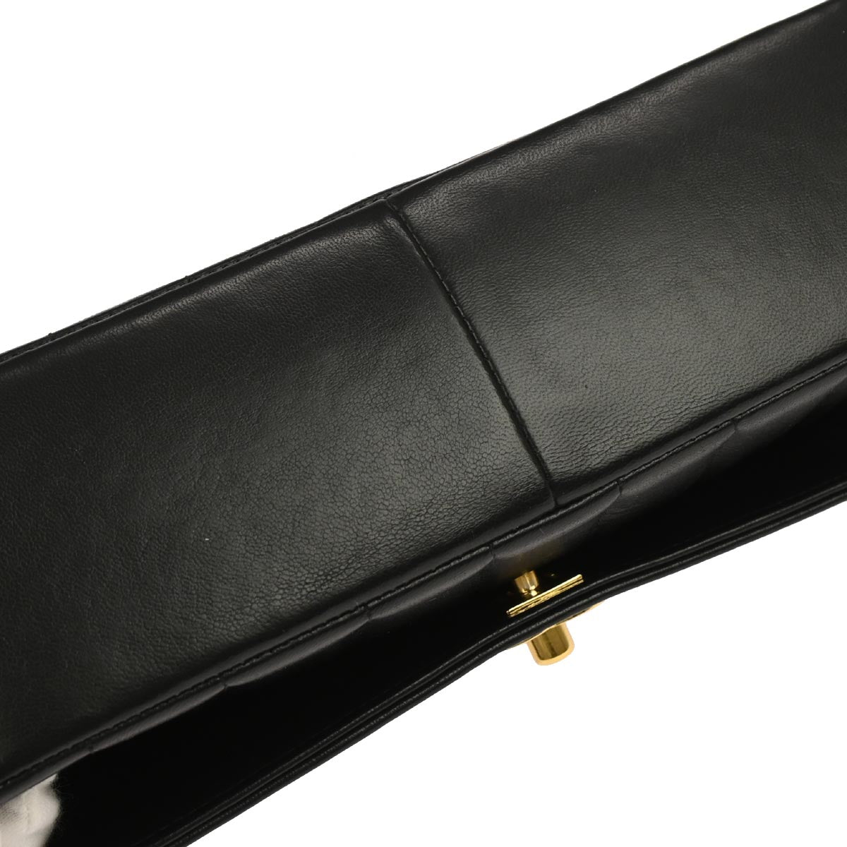 Chanel 1994-1996 Black Lambskin Mademoiselle Single Flap Shoulder Bag