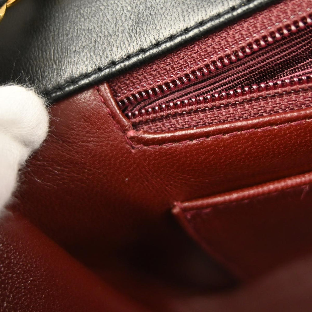Chanel 1994-1996 Black Lambskin Mademoiselle Single Flap Shoulder Bag