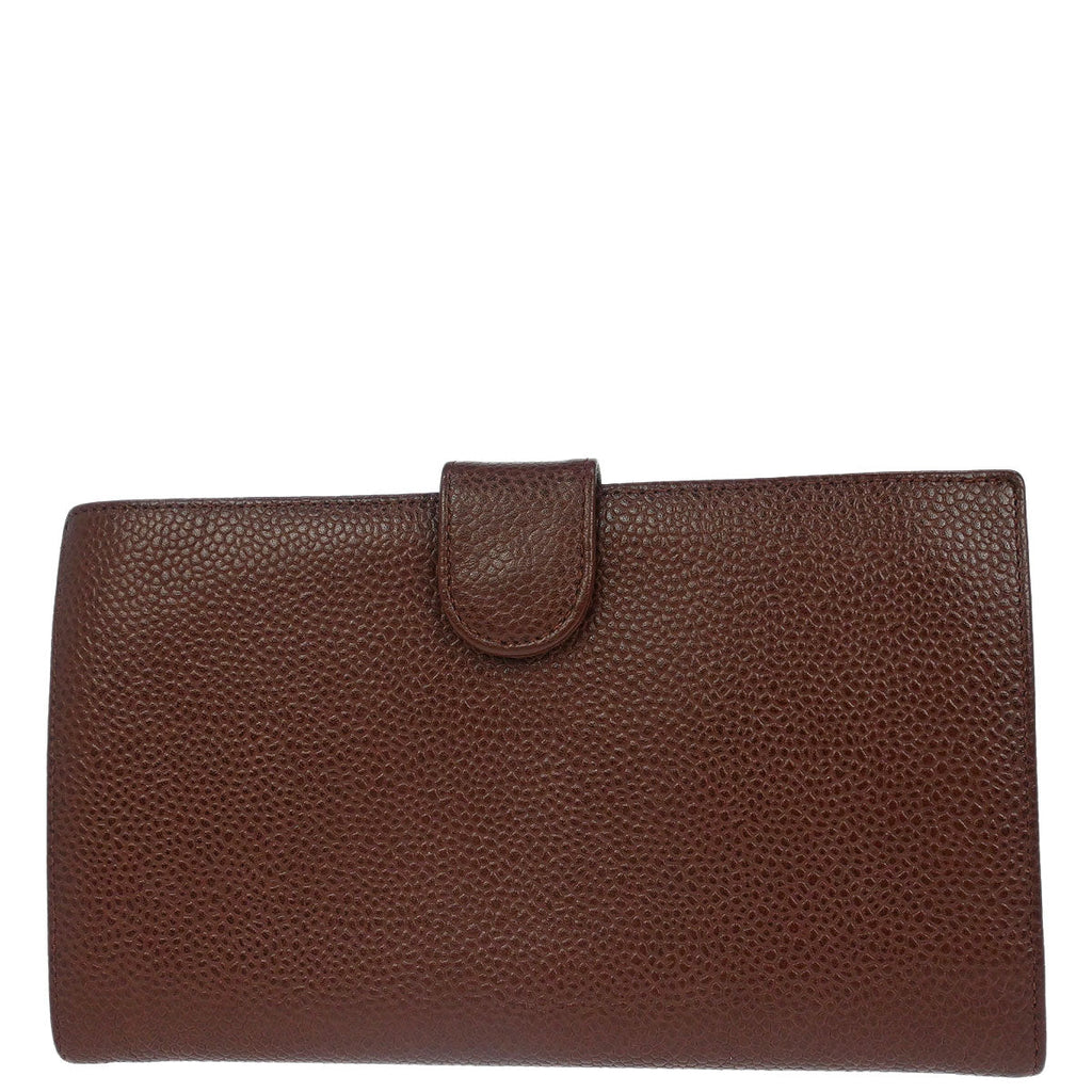 Chanel Brown Caviar Skin Long Bifold Wallet