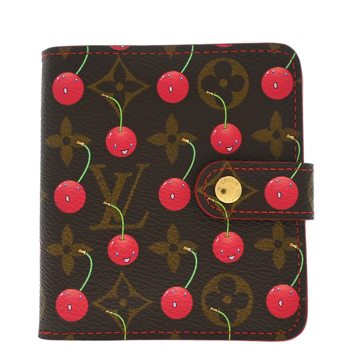 Louis Vuitton 2005 Monogram Cherry Compact Zip Wallet M95005