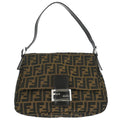 Fendi Brown Canvas Zucca Mamma Baguette Handbag