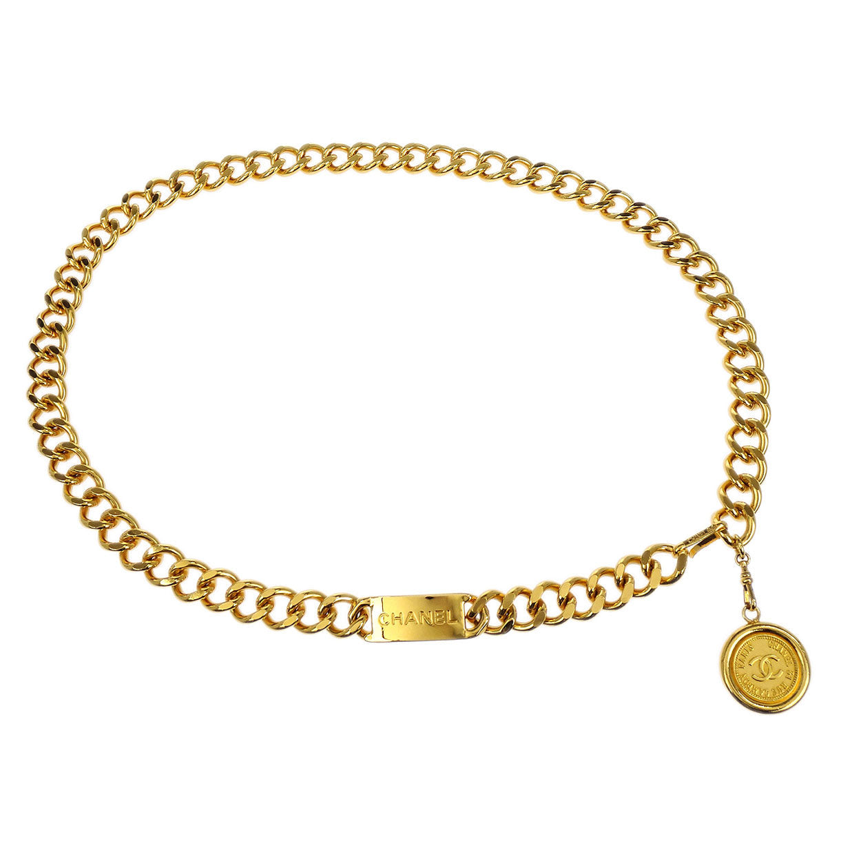 Chanel Chain Belt Medallion Gold Small Good