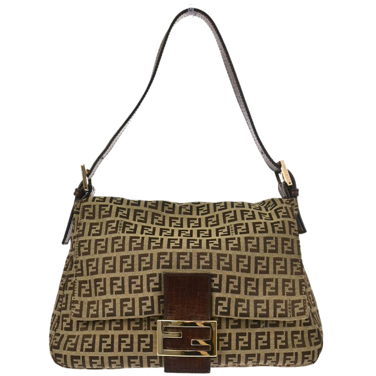 Fendi Beige Brown Zucchino Mamma Baguette Handbag