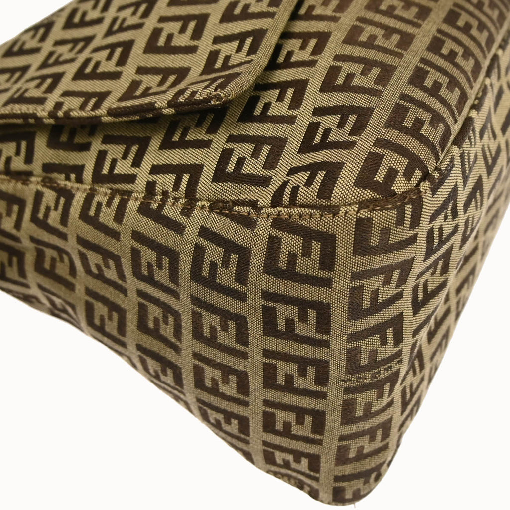 Fendi Beige Brown Zucchino Mamma Baguette Handbag