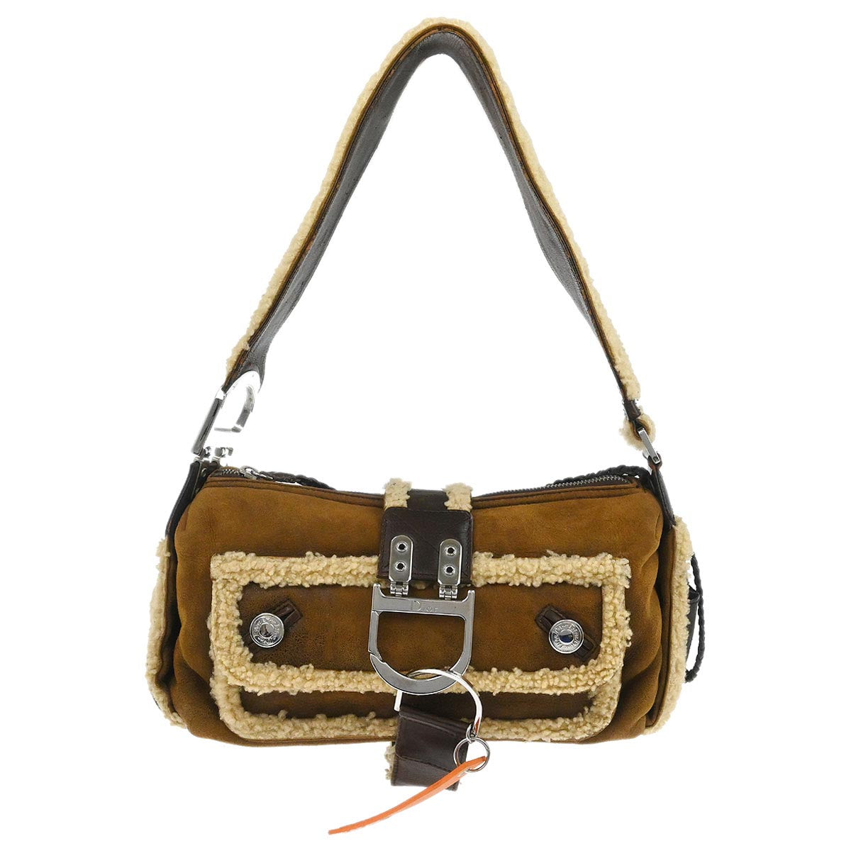Christian Dior Brown Mouton Flight Handbag