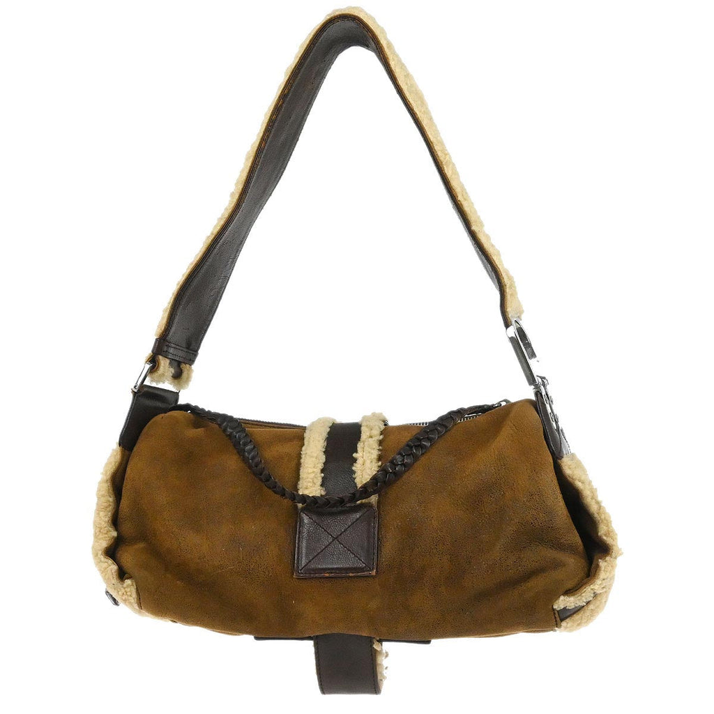 Christian Dior Brown Mouton Flight Handbag