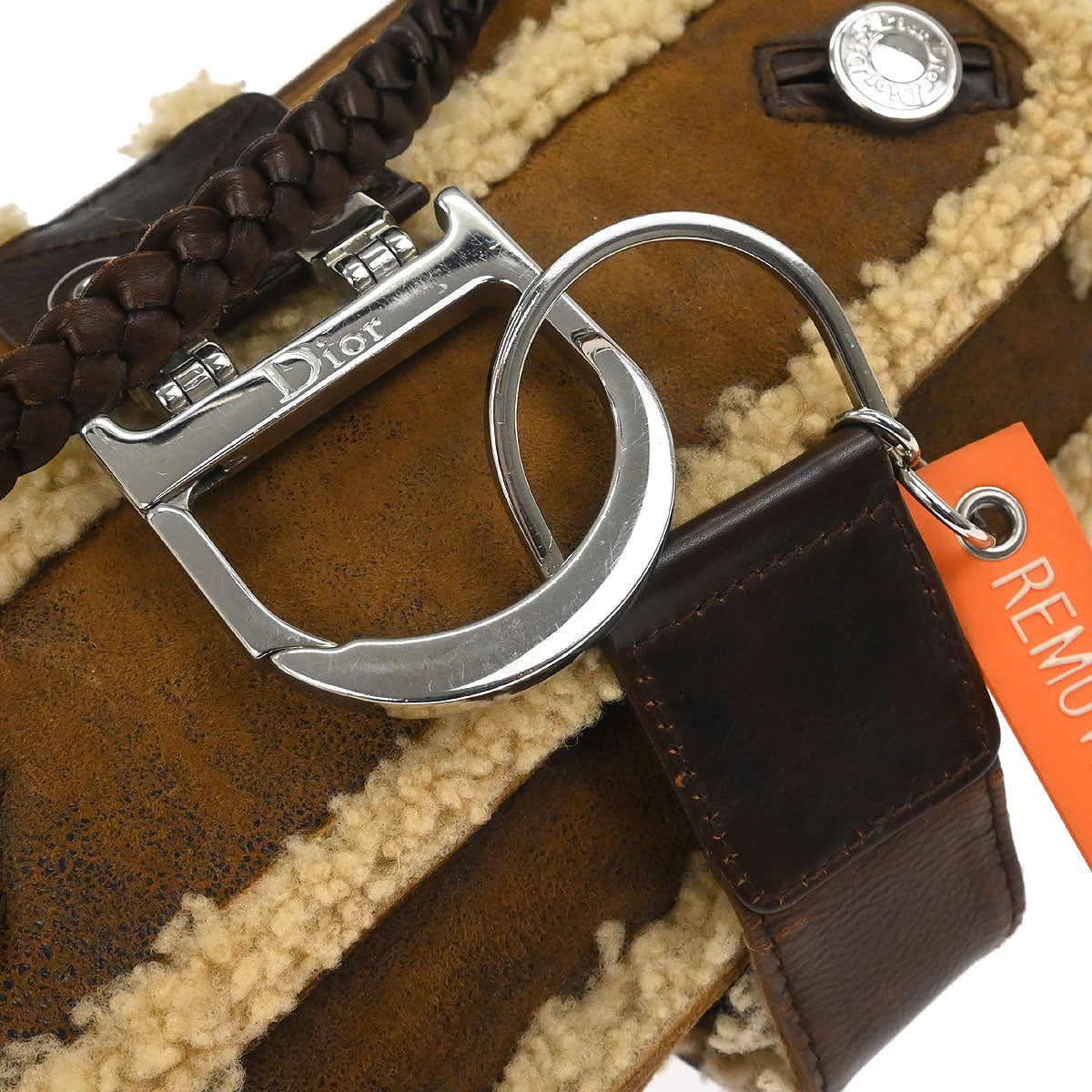 Christian Dior Brown Mouton Flight Handbag