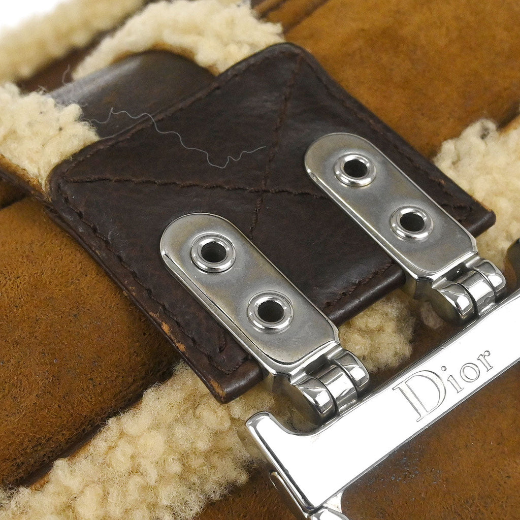 Christian Dior Brown Mouton Flight Handbag