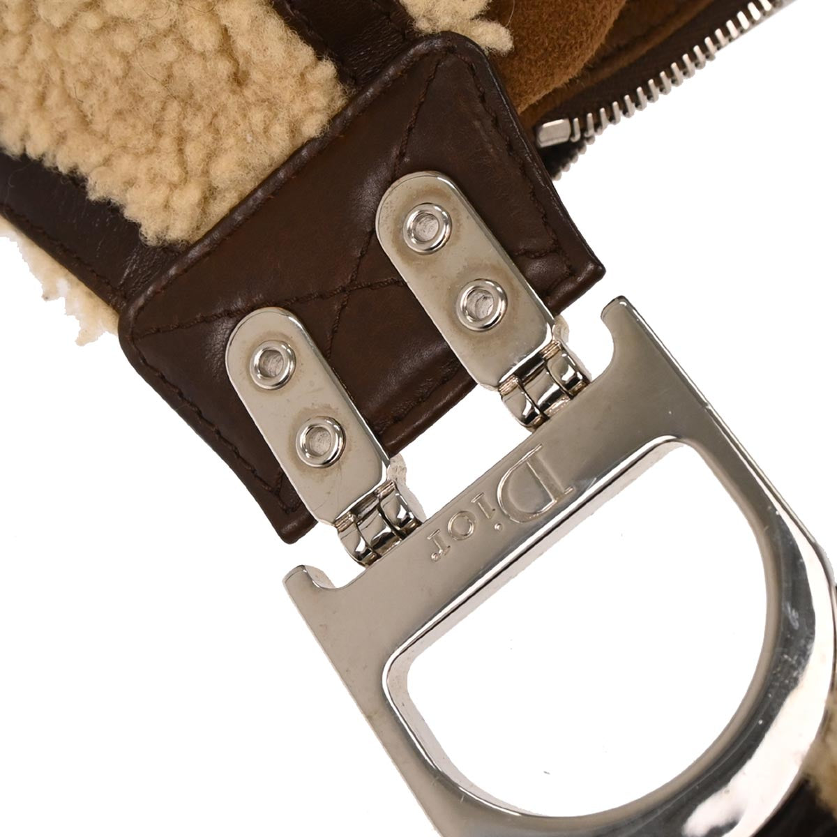 Christian Dior Brown Mouton Flight Shoulder Bag