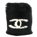 Chanel Black Lapin Fur Bracelet Bangle Wristband