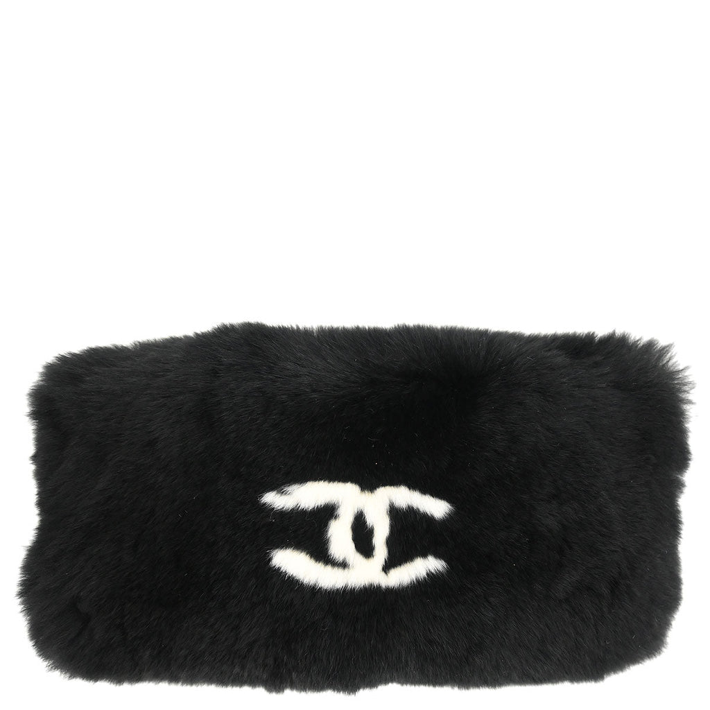 Chanel Black Lapin Fur Bracelet Bangle Wristband
