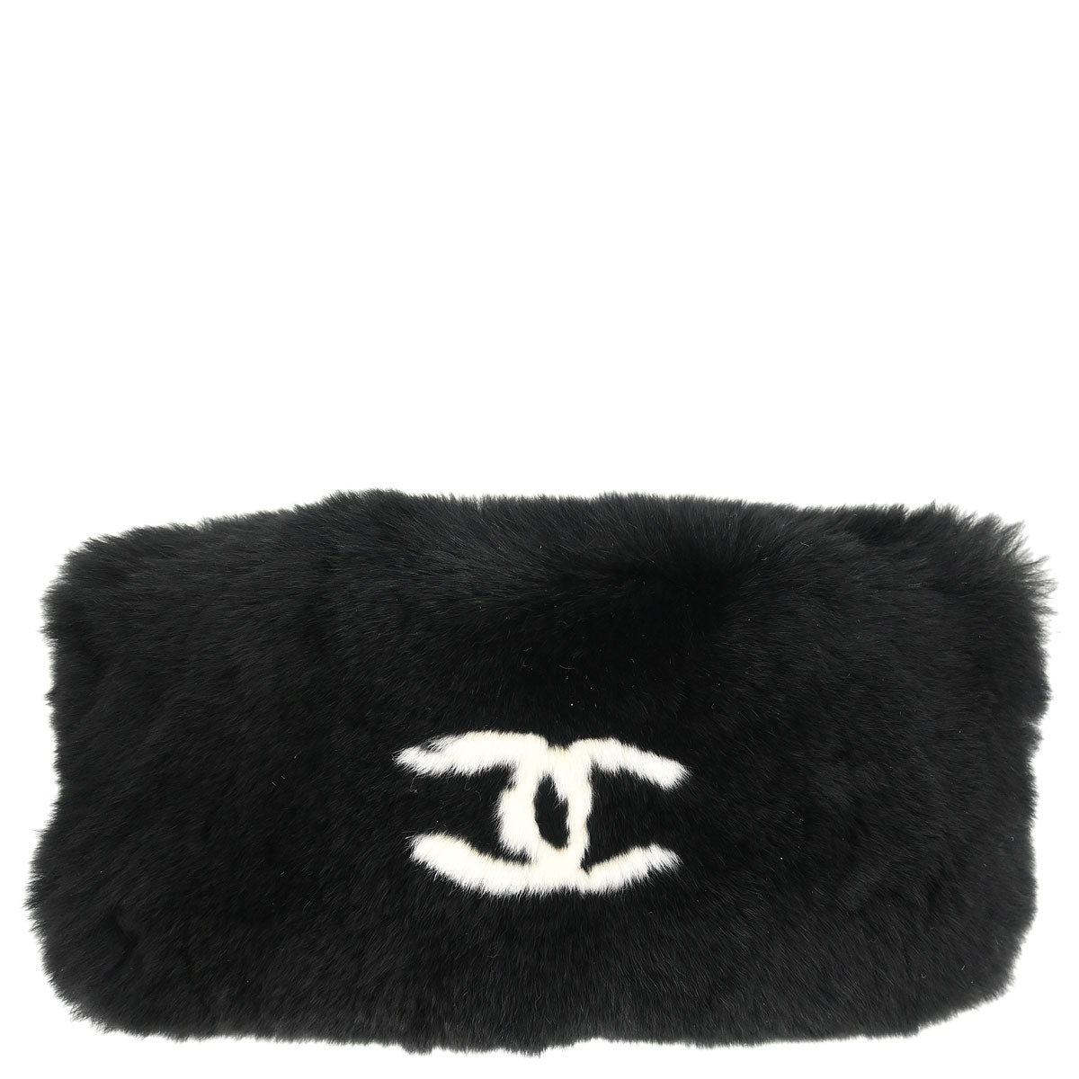 Chanel Black Lapin Fur Bracelet Bangle Wristband