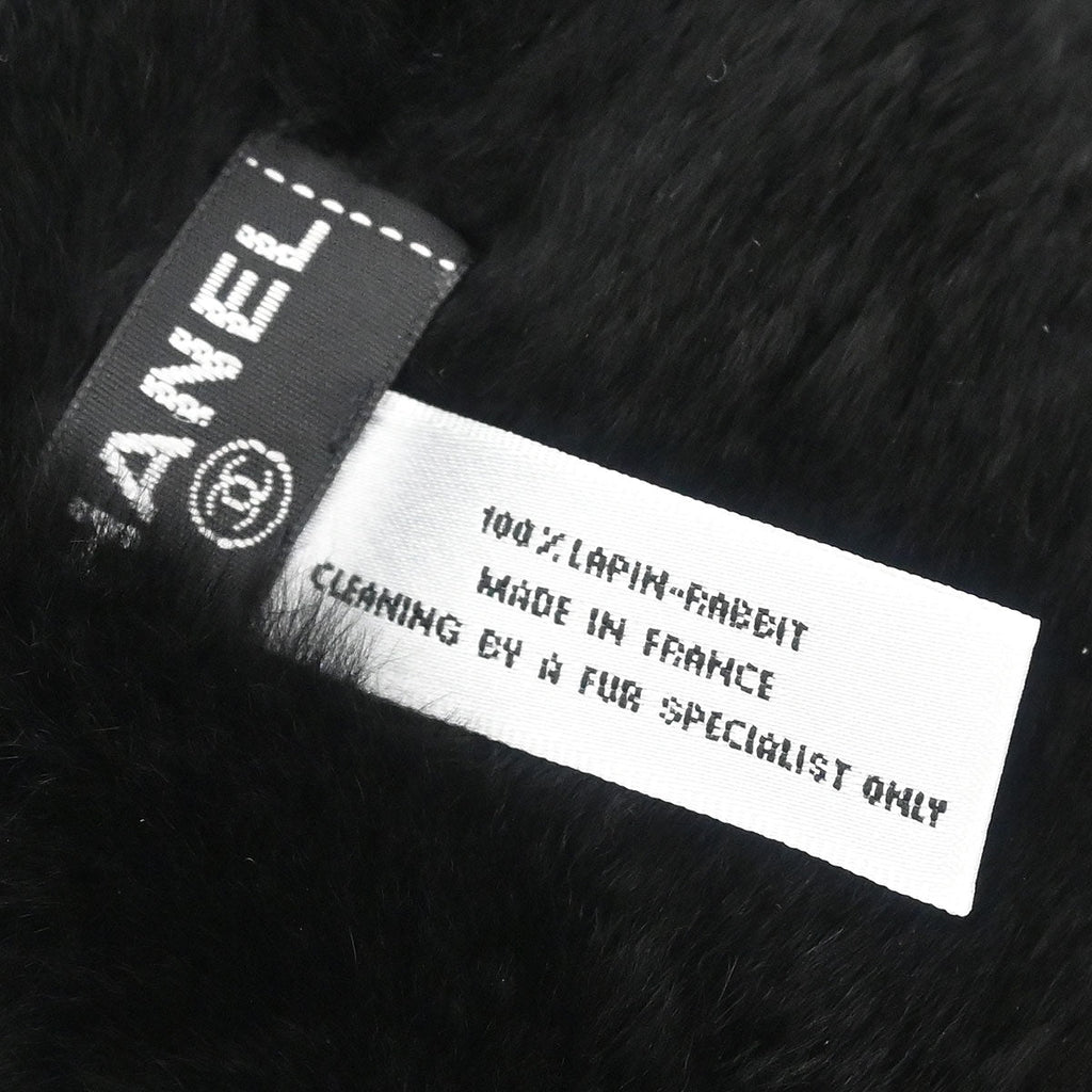 Chanel Black Lapin Fur Bracelet Bangle Wristband
