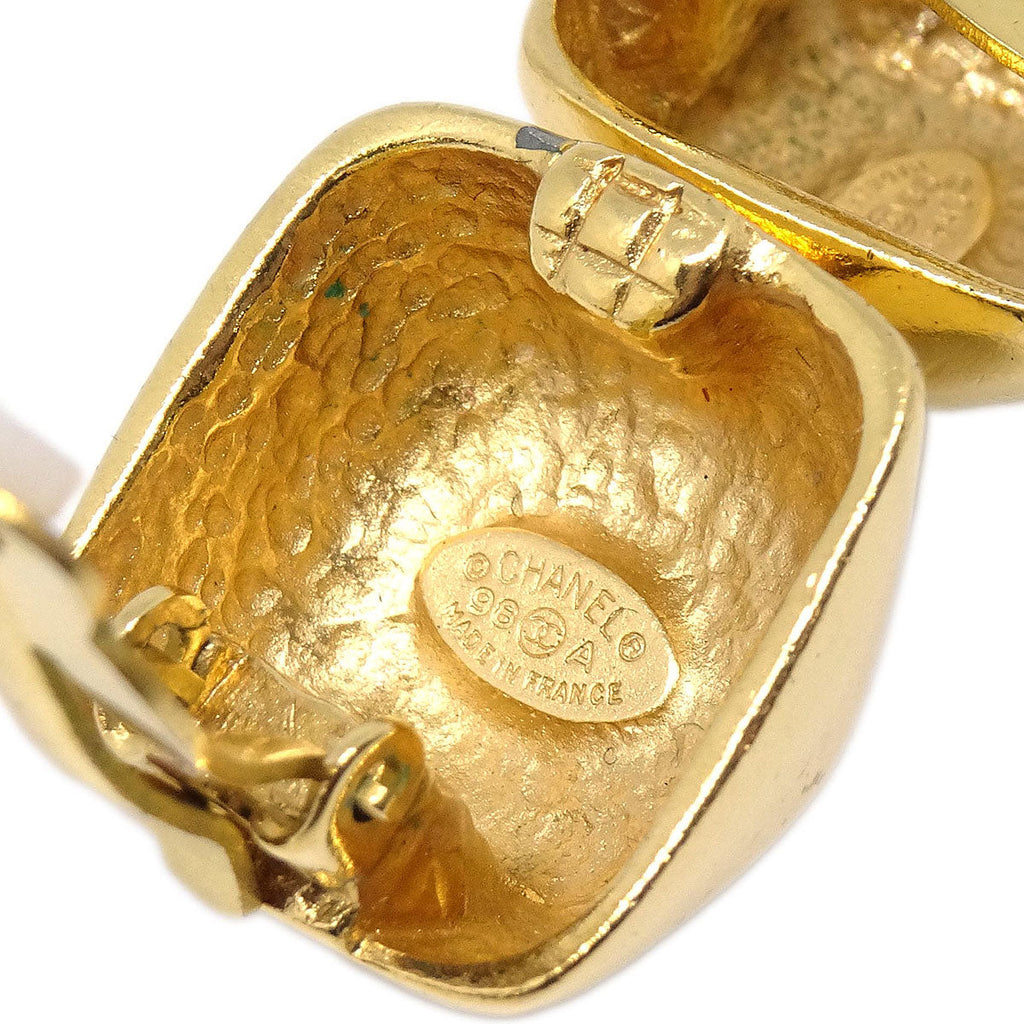 Chanel Square Clip-On Earrings Gold 98A