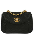 Chanel 1991-1994 Black Lambskin Crossbody Shoulder Bag