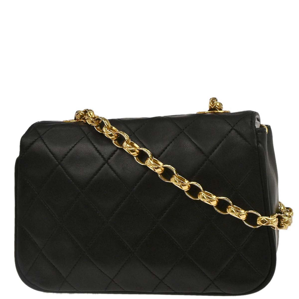 Chanel 1991-1994 Black Lambskin Crossbody Shoulder Bag
