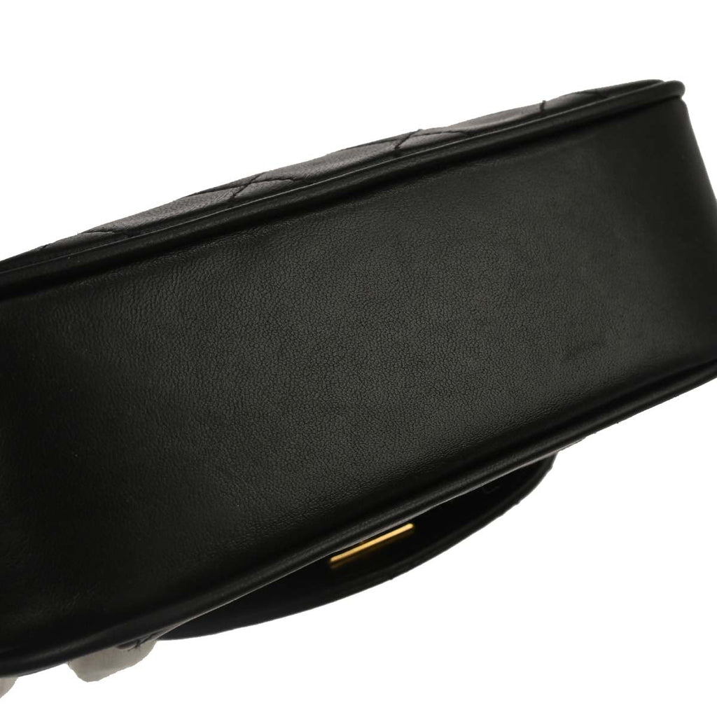 Chanel 1991-1994 Black Lambskin Crossbody Shoulder Bag