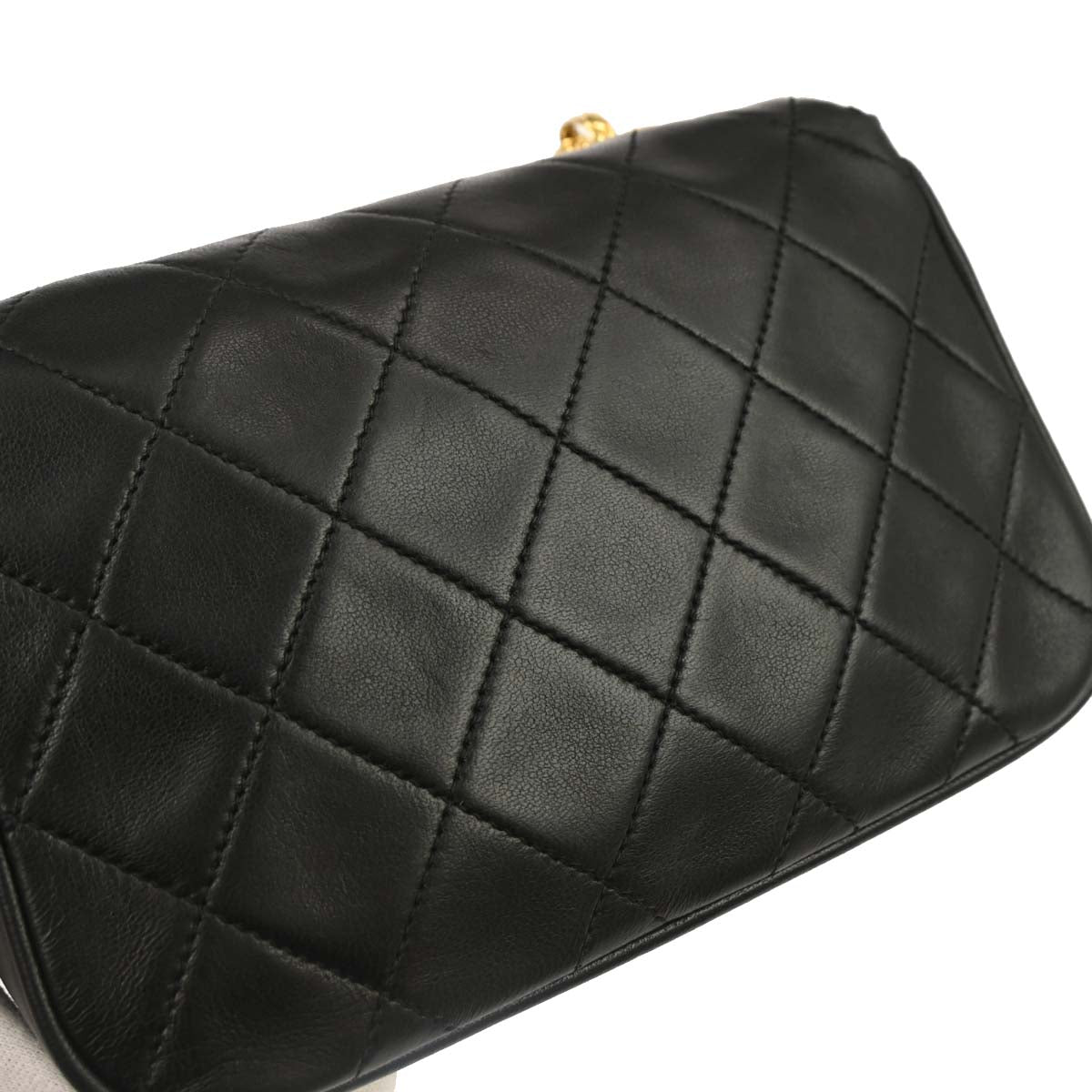 Chanel 1991-1994 Black Lambskin Crossbody Shoulder Bag