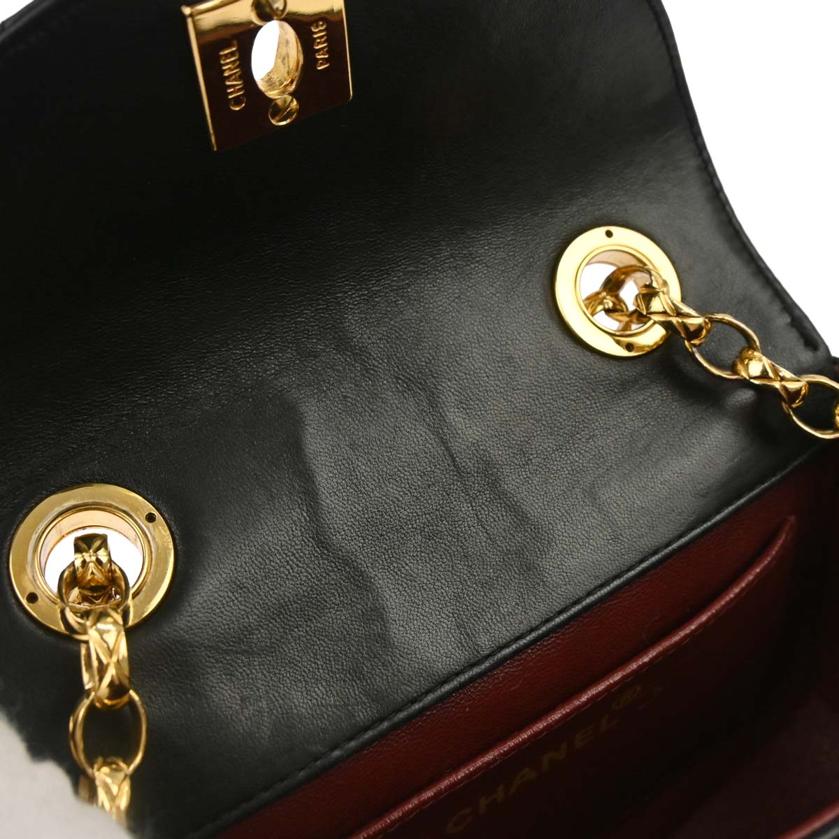 Chanel 1991-1994 Black Lambskin Crossbody Shoulder Bag