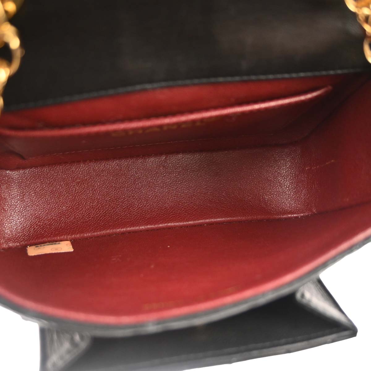 Chanel 1991-1994 Black Lambskin Crossbody Shoulder Bag