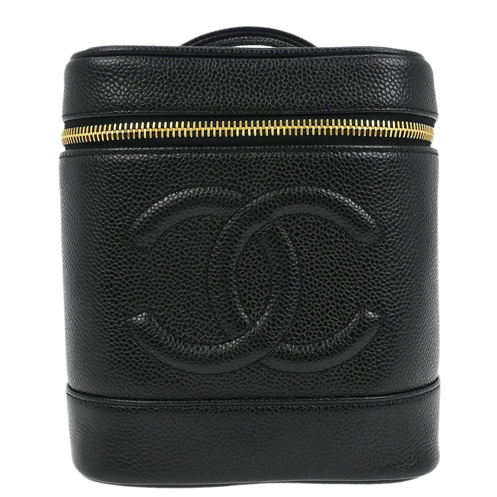 Chanel 1997-1999 Black Caviar Skin Timeless Vanity Handbag