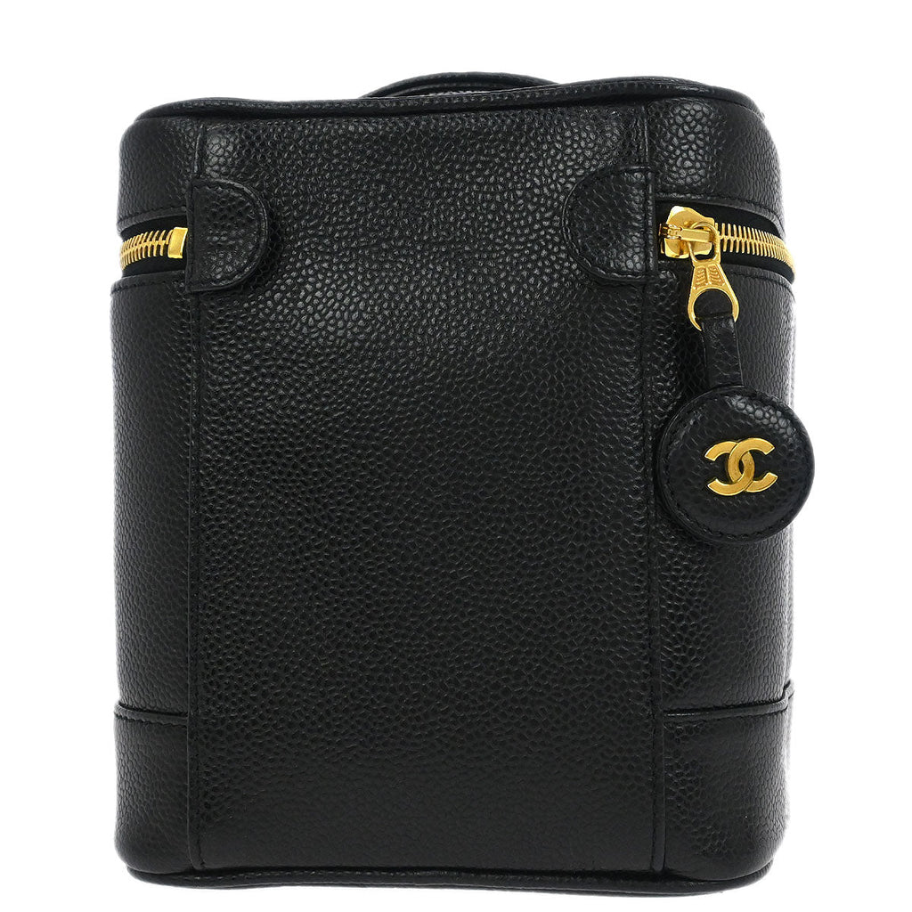 Chanel 1997-1999 Black Caviar Skin Timeless Vanity Handbag