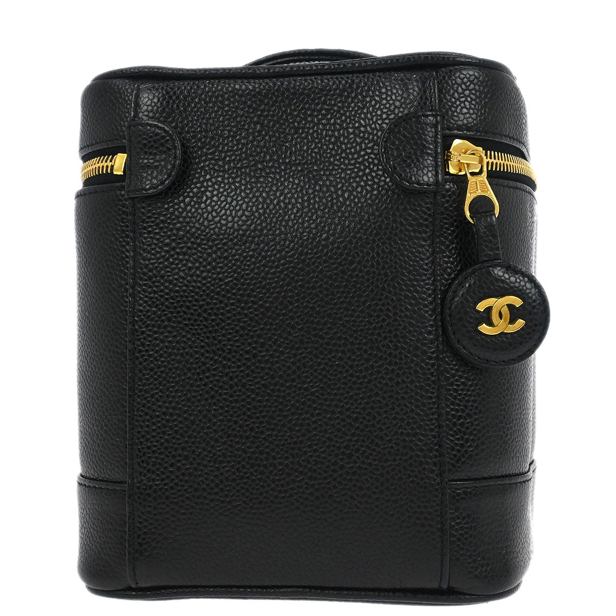 Chanel 1997-1999 Black Caviar Skin Timeless Vanity Handbag