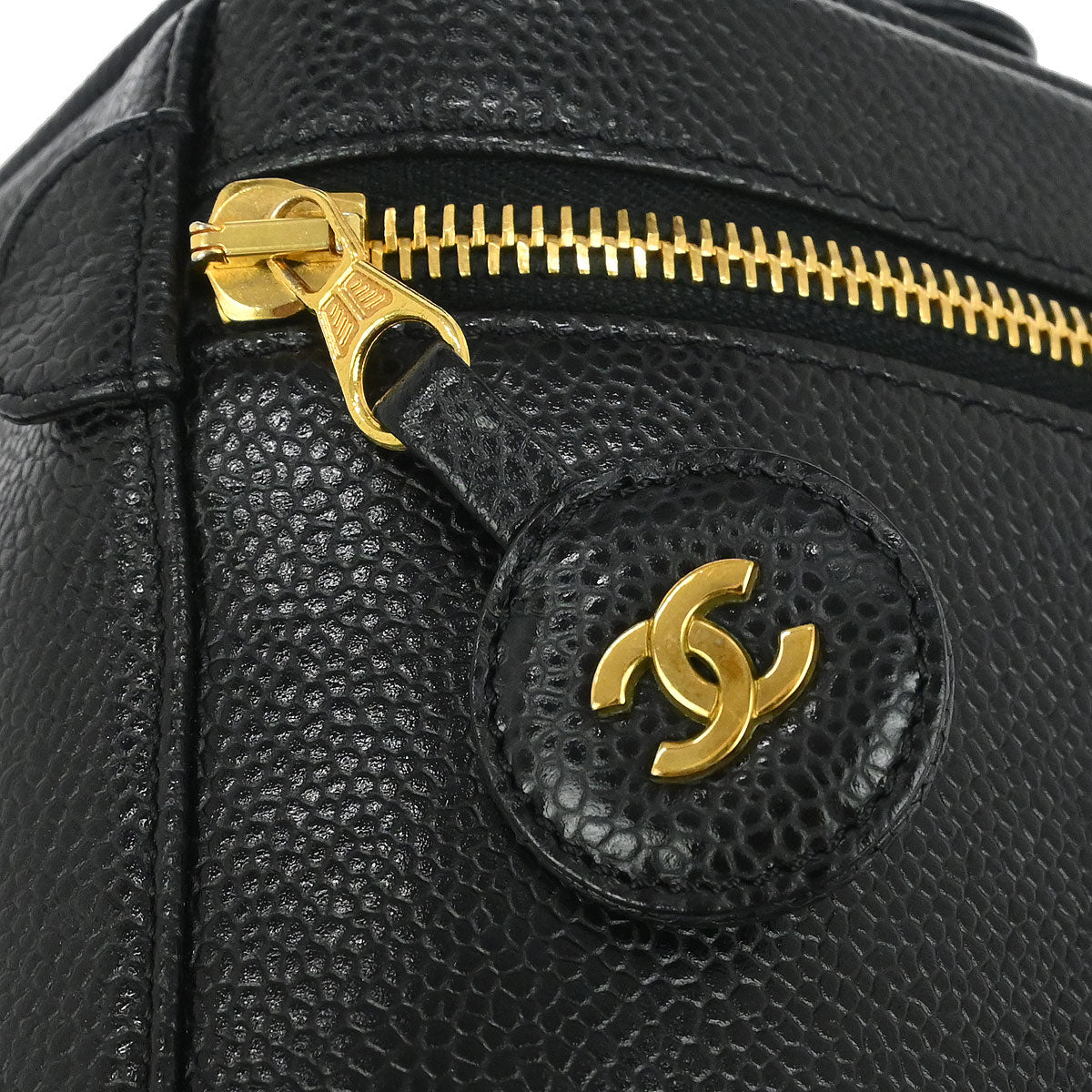 Chanel 1997-1999 Black Caviar Skin Timeless Vanity Handbag
