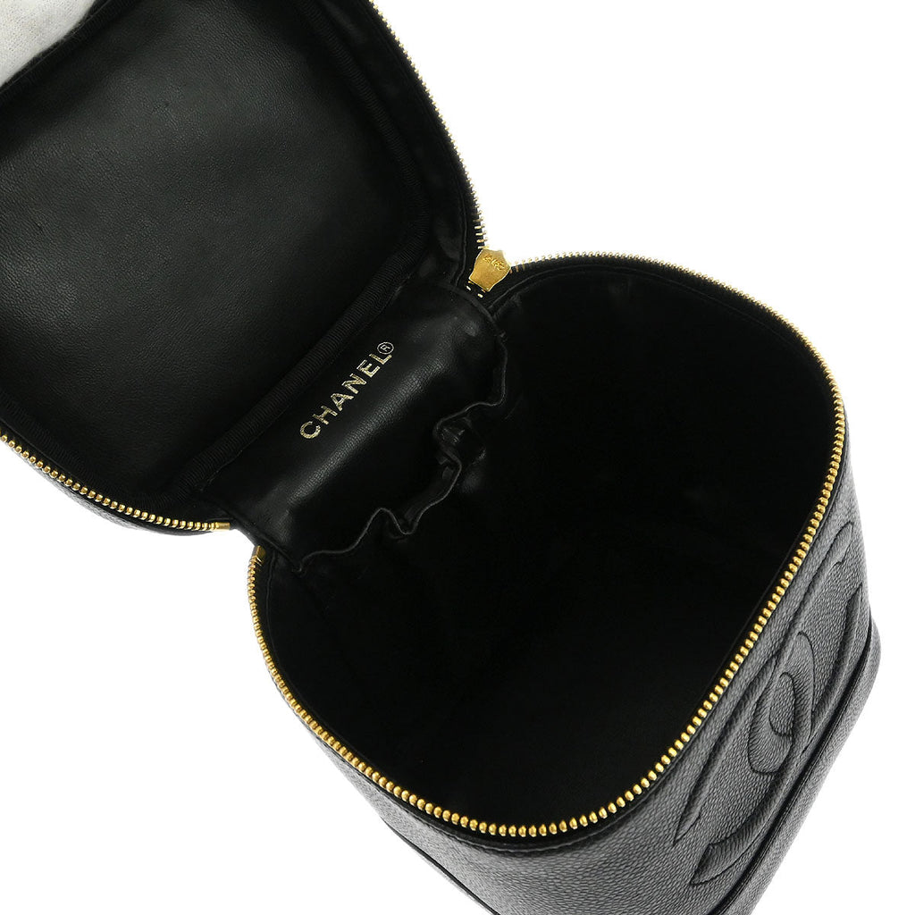 Chanel 1997-1999 Black Caviar Skin Timeless Vanity Handbag