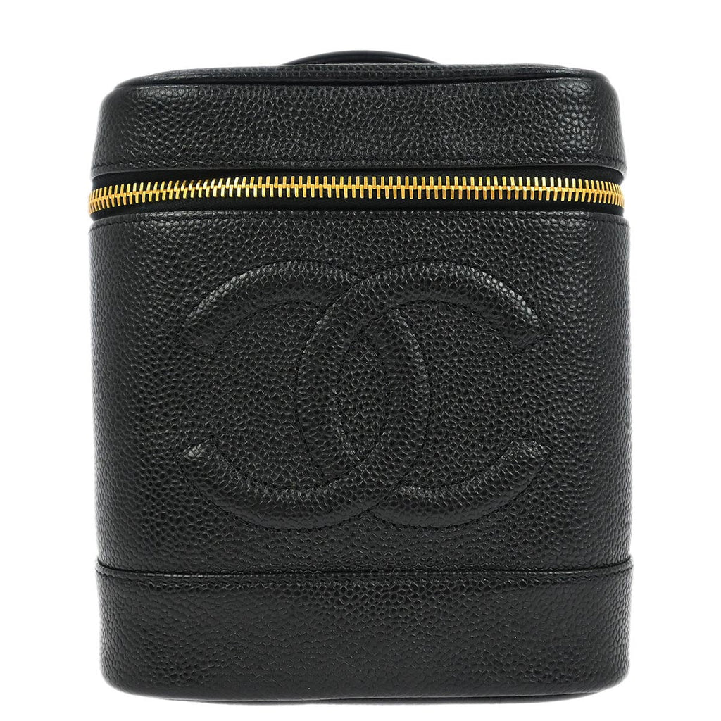 Chanel 2000-2002 Black Caviar Skin Timeless Vanity Handbag
