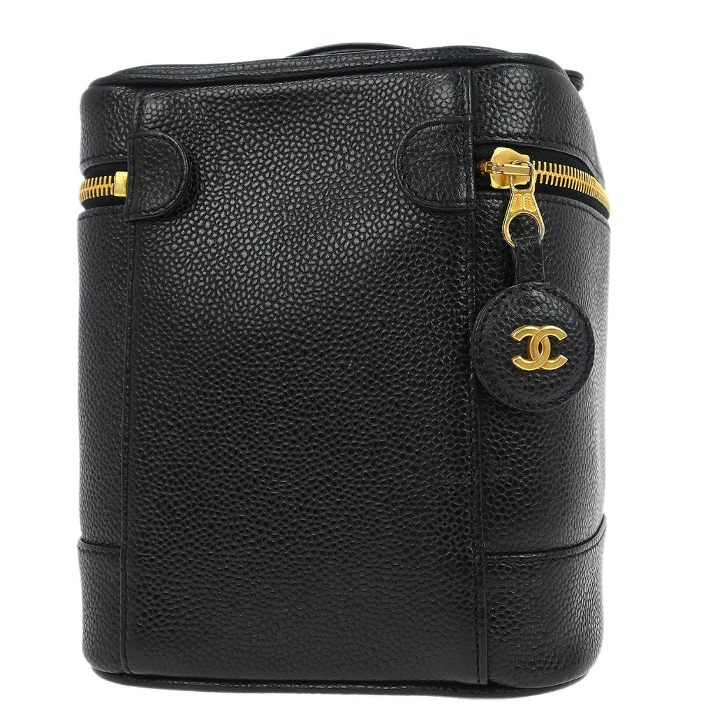 Chanel 2000-2002 Black Caviar Skin Timeless Vanity Handbag