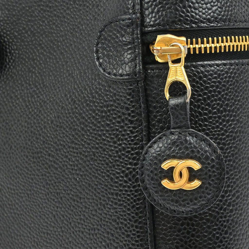Chanel 2000-2002 Black Caviar Skin Timeless Vanity Handbag