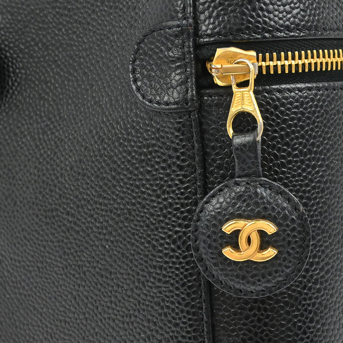 Chanel 2000-2002 Black Caviar Skin Timeless Vanity Handbag