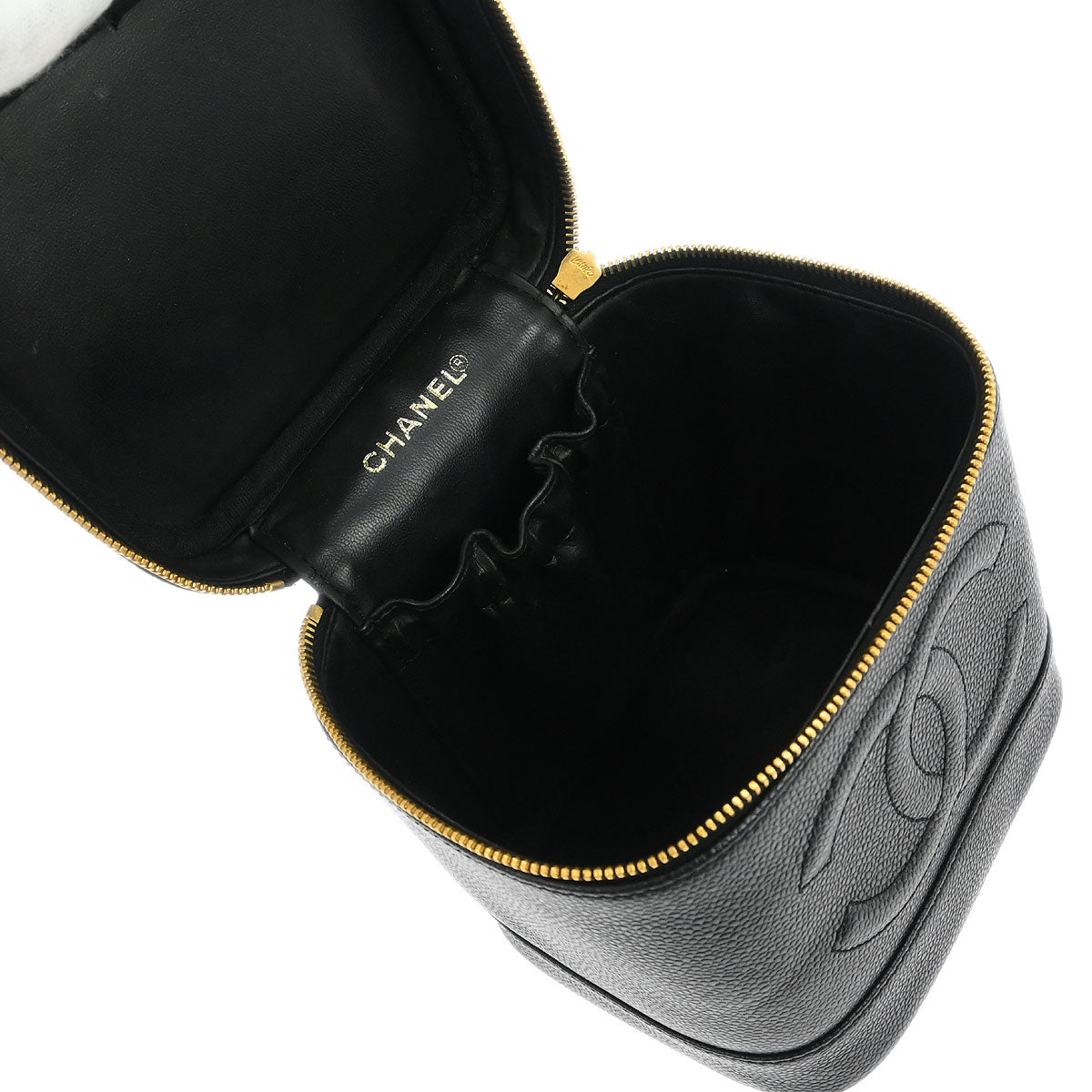 Chanel 2000-2002 Black Caviar Skin Timeless Vanity Handbag