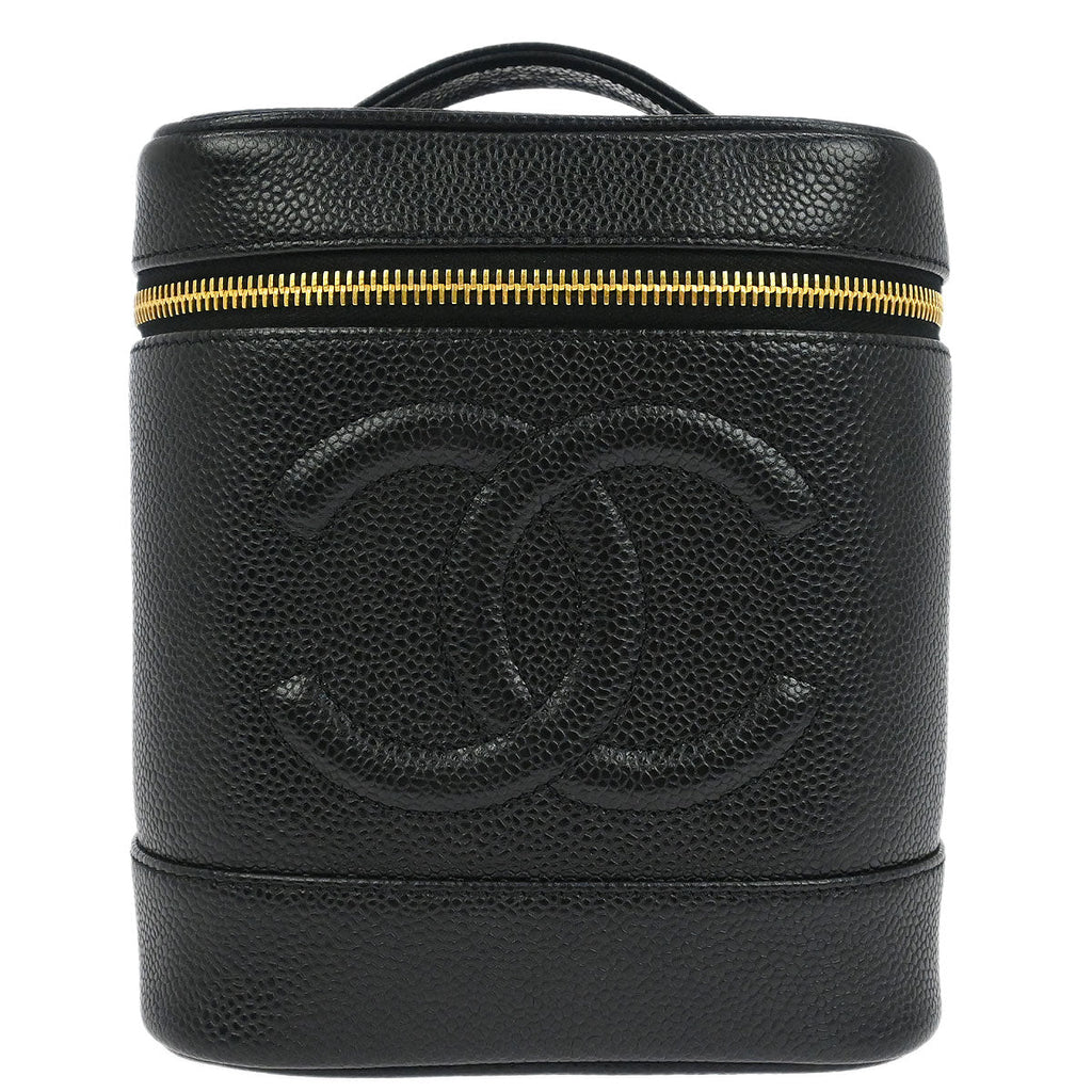 Chanel 2002-2003 Black Caviar Skin Timeless Vanity Handbag