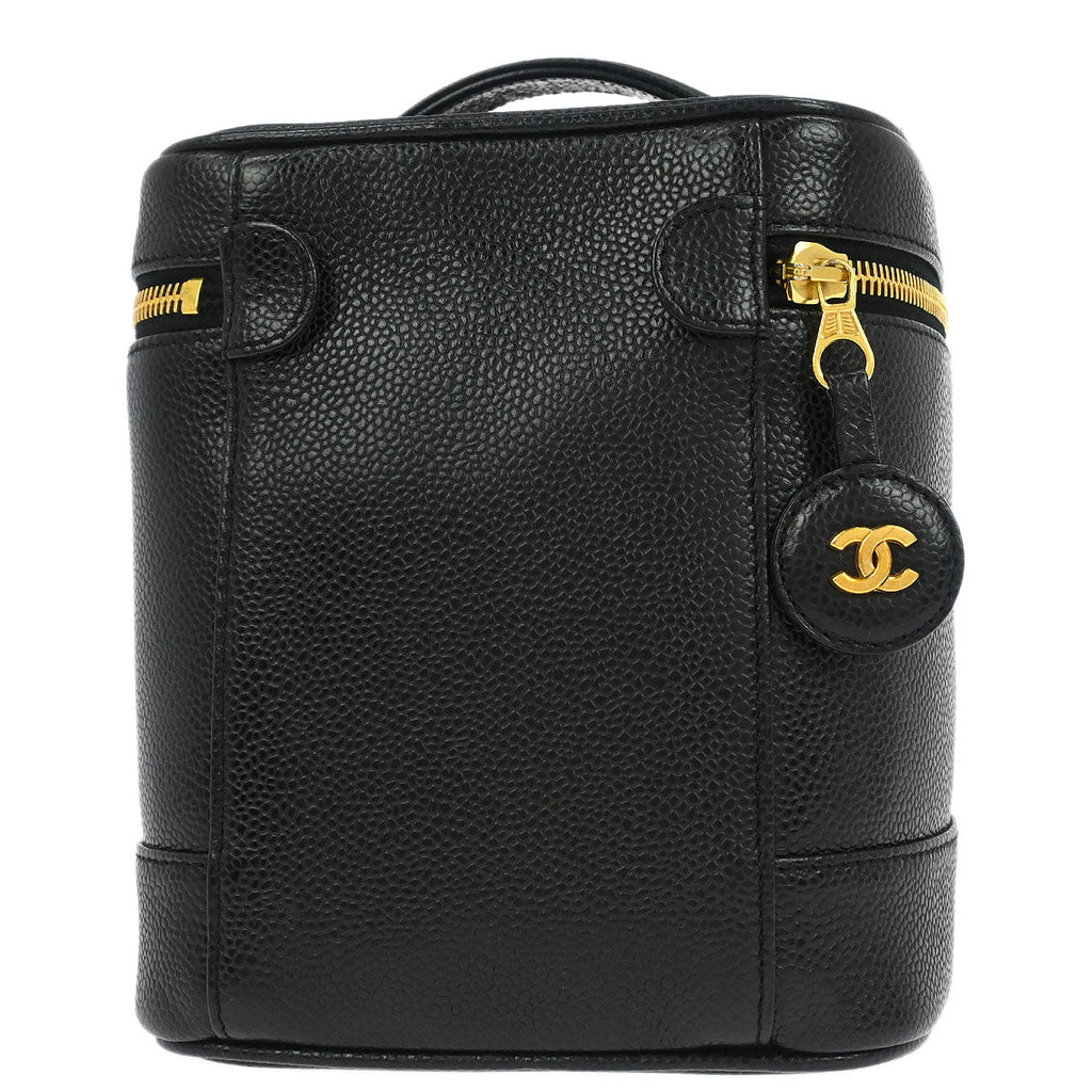 Chanel 2002-2003 Black Caviar Skin Timeless Vanity Handbag