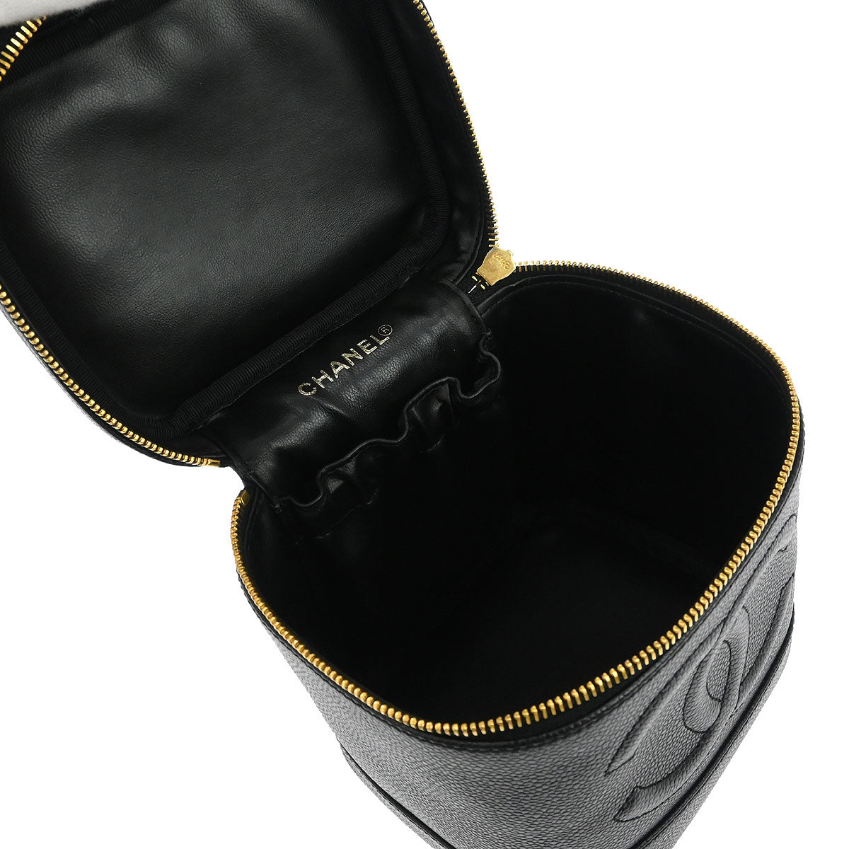 Chanel 2002-2003 Black Caviar Skin Timeless Vanity Handbag